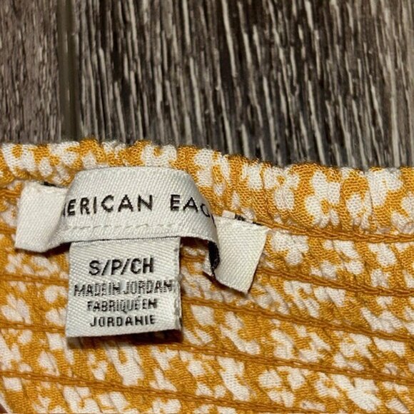 AMERICAN EAGLE 70s Style Yellow White Flowy Floral Flared Pants Size Small S - Picture 3 of 4